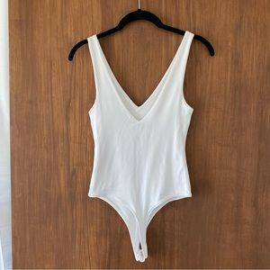 Forever21 White V-Neck Bodysuit